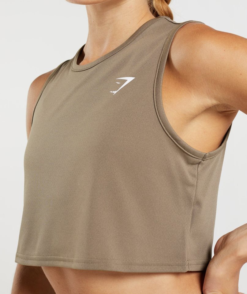 Women's Gymshark Training Crop Tanks Brown | NZ 3GQHXU